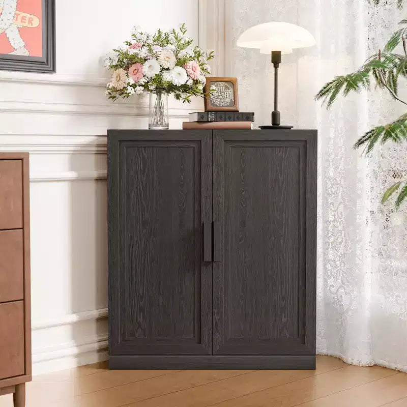 Dovelina Eckschrank mit verstellbaren Einlegeböden, Anrichte, Buffet, Weinschrank, Küchen- und Esszimmerschrank mit Holztüren – 31H x 31W, 36H x 31W