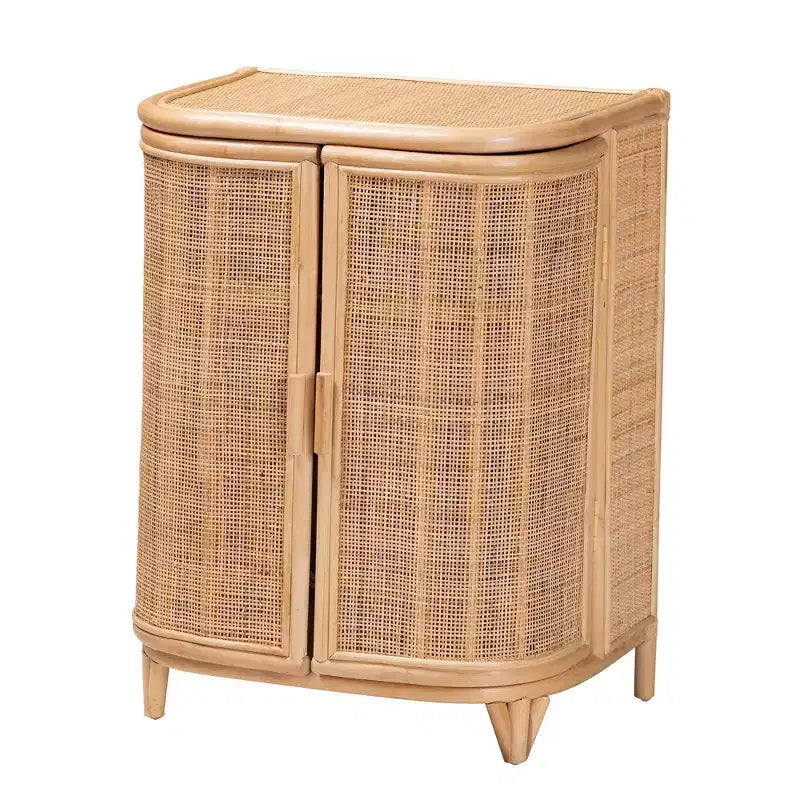 bali & pari Yanka Rattan-Schrank Natur: Handgefertigt, 2 Regalböden, Boho-Design