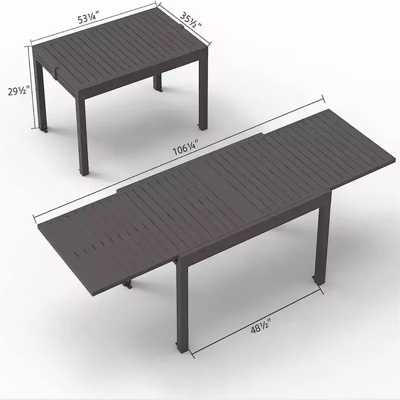 Okak Esstisch Aluminium ausziehbarer Terrassentisch Esstisch Küchentisch für das Esszimmer