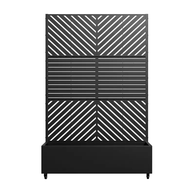 MAYEERTY Pflanzkasten mit Spalier Eisen Schwarz Parallel Line 01 Lamellen klassisch kombiniert Stil 183x119x41cm 3-teiliges Set