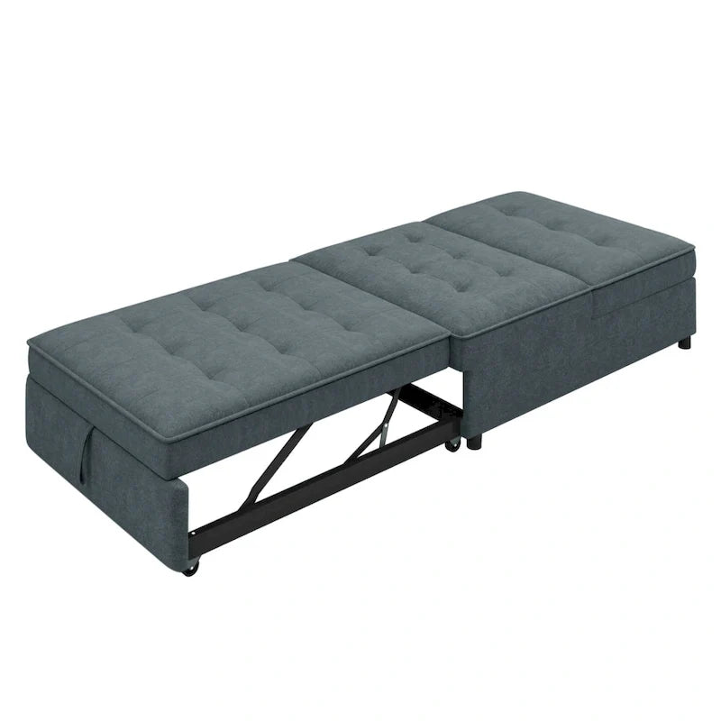 72.5 Leinen 4-in-1 3-Sitzer Schlafsofa mit 5-fach verstellbarer Rückenlehne und Aufbewahrungstasche