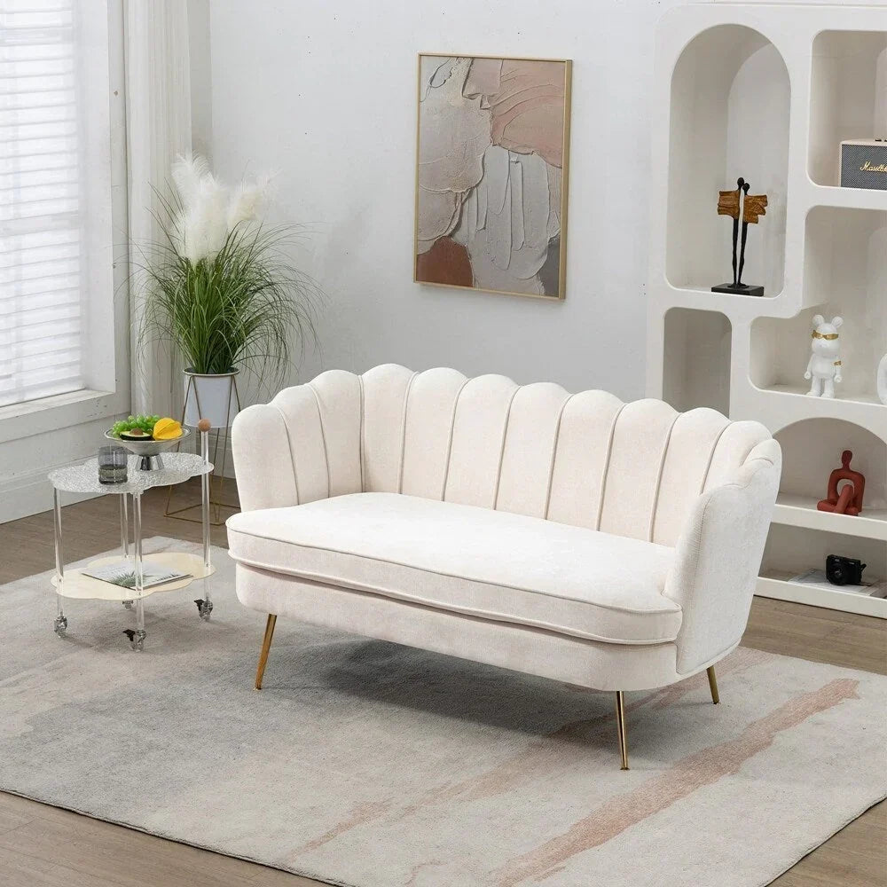 Kleines Mini-Zimmer-Sofa Zweisitzer mit Goldmetallfüßen - 2 Sitzer