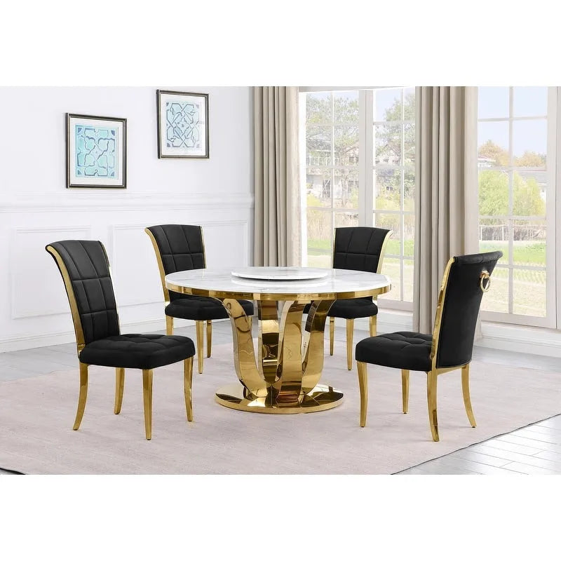 Beste Qualität Möbel D325-SC324-7 5-teiliges rundes Esszimmer-Set
