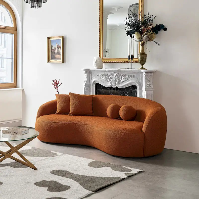 Blaine Japandi-Stil Luxuriöses modernes geschwungenes Sofa aus Bouclé-Stoff