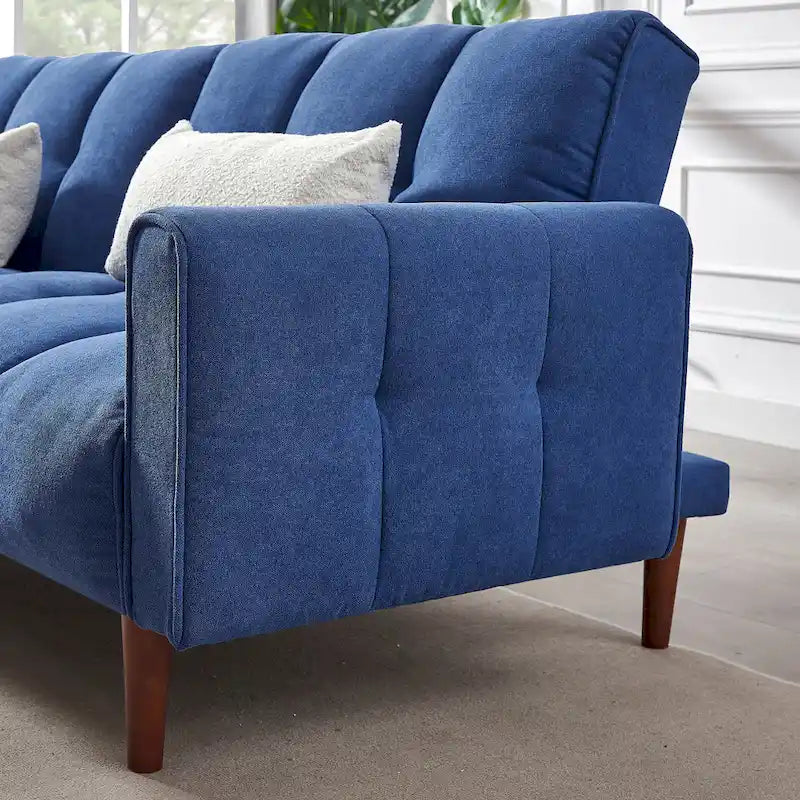 Verwandelbares Futon-Schlafsofa mit verstellbaren Positionen und Holzbeinen