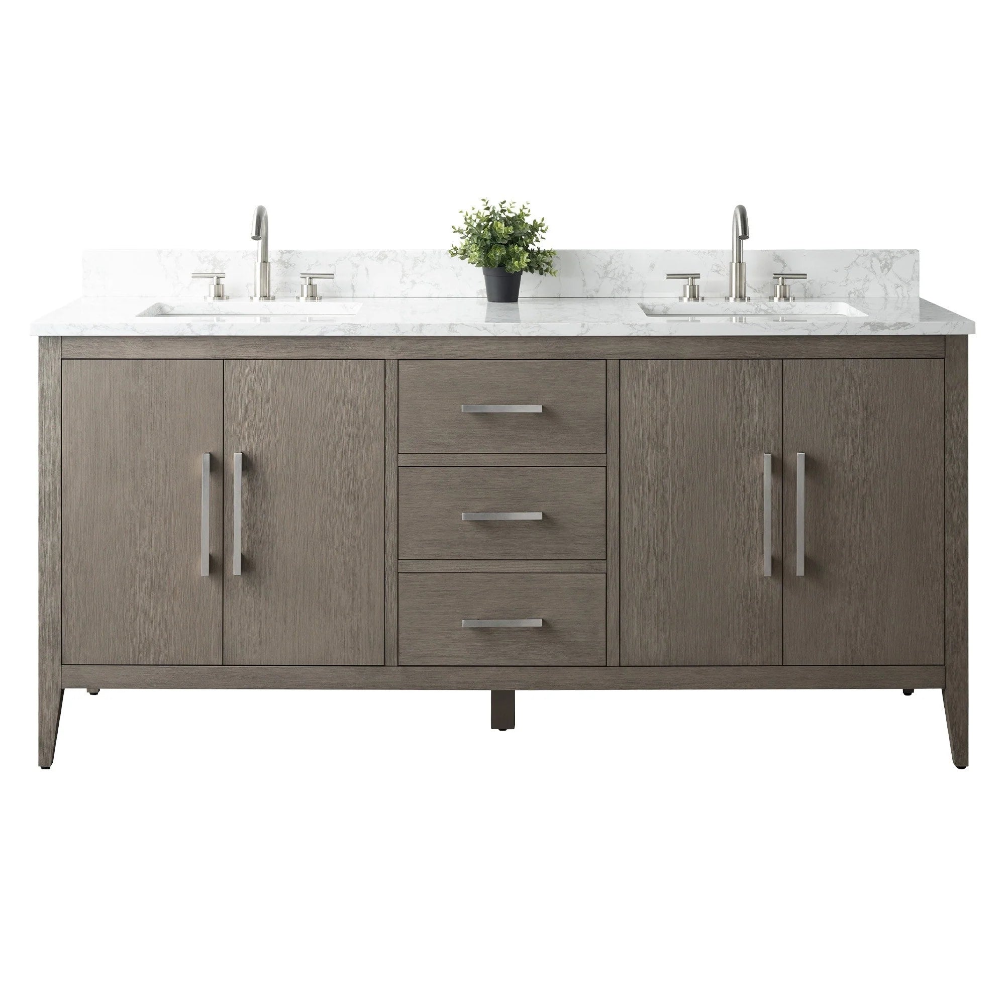 Vanity Art 72 Zoll Badezimmer-Waschtischunterschrank mit Doppelwaschbecken und Kunstmarmorplatte