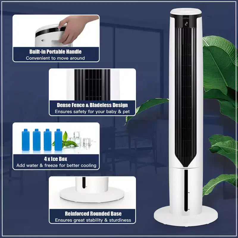 Costway 3-in-1 Verdunstungs-Luftkühler 41'' Tragbarer Turmventilator Luftbefeuchter