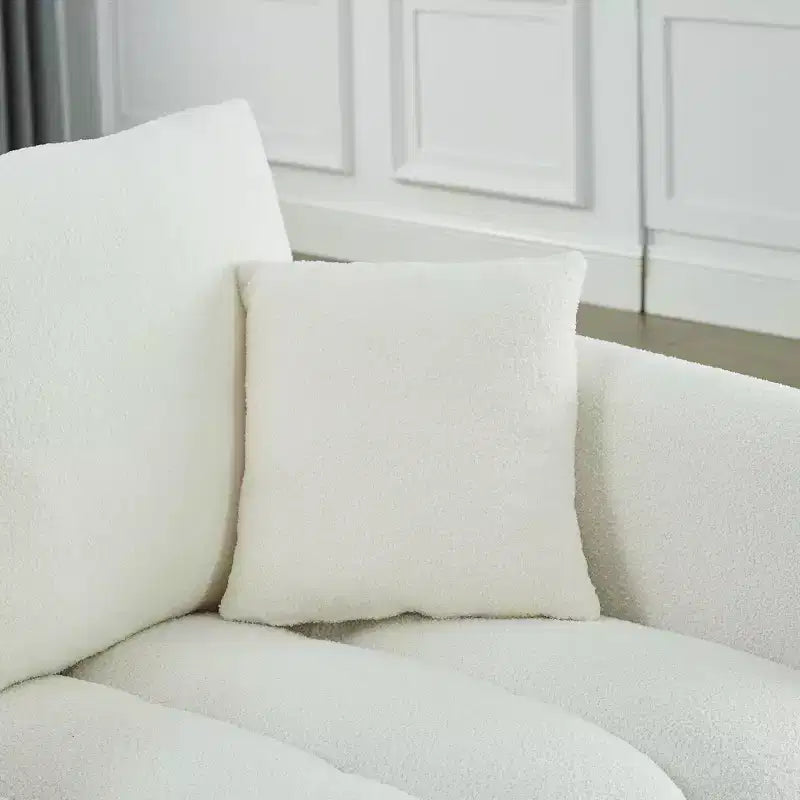 GDFStudio Alanna 79,5 Modernes 3-Sitzer-Sofa mit Teddyfell-Bezug und Kissen