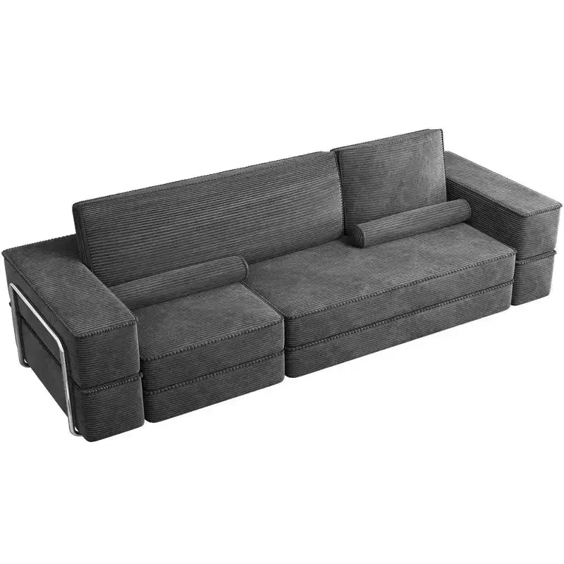 Verwandelbare Cloud-Sektionalcouch Bequemes Kord-Sektionalsofa Bequeme Couch mit tiefem Sitz & hohen Kissen Einfache Montage