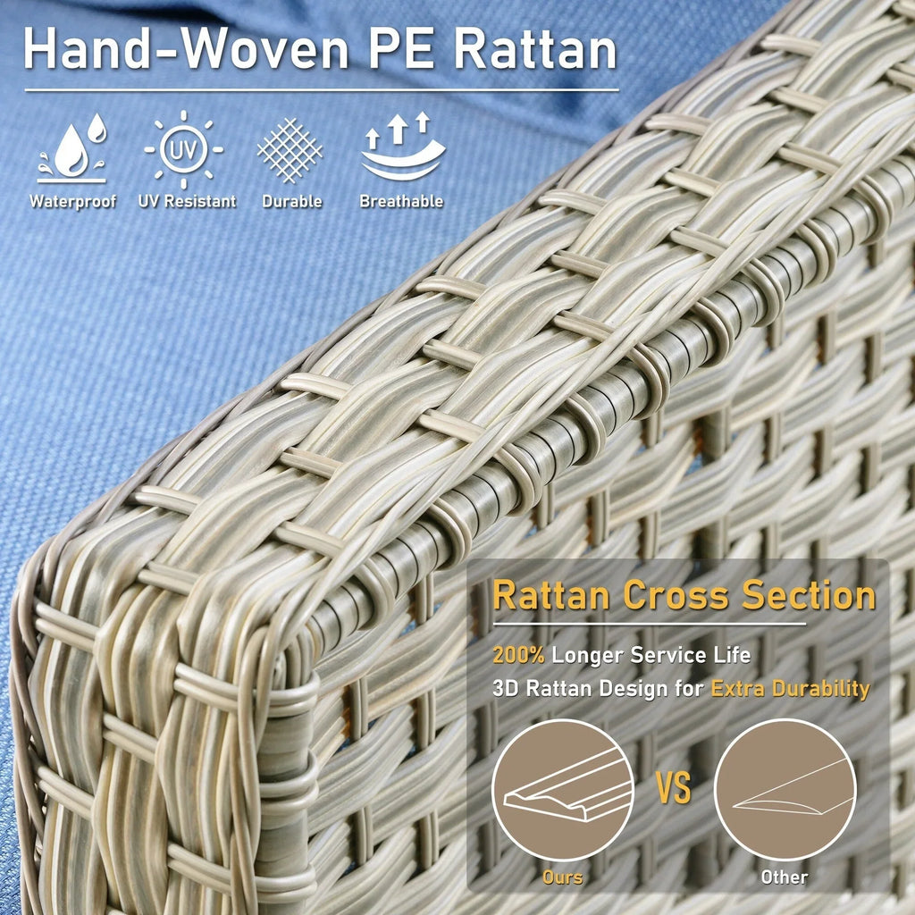 HOOOWOOO 2-teiliges Gartenmöbelset aus Rattan mit hoher Rückenlehne