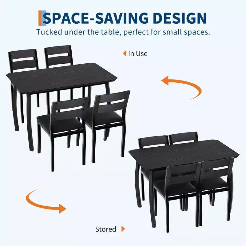 5-teiliges Küchen-Tisch- und Stuhlset mit Metallrahmen und abgeschrägtem Design