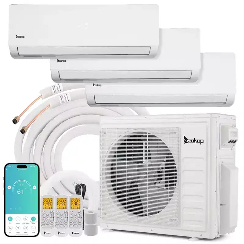 Karl Home 3-Zonen 28000 BTU 20 SEER2 Mini-Split-Klimaanlage mit Wärmepumpe (9K+9K+18K)