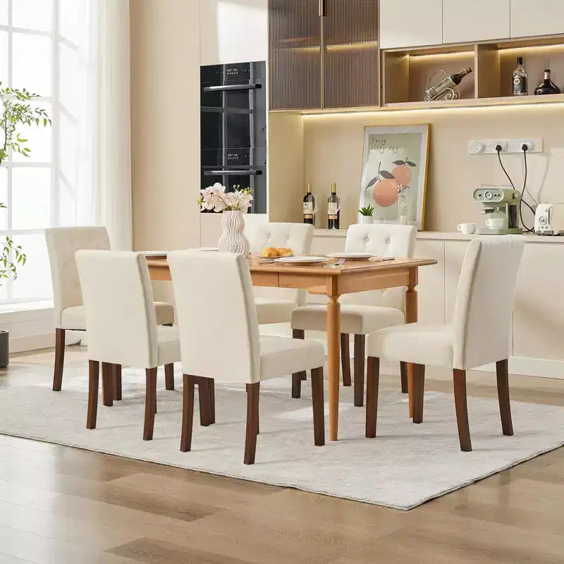 Parsons Esszimmerstühle mit Knopfheftung, 6er/4er-Set – Polsterstühle aus Stoff mit Holzbeinen & gepolsterten Sitzen – Wohnzimmer- und Küchenmöbel