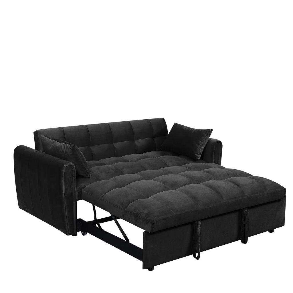 64.96 Samt 3-in-1-Schlafsofa mit verstellbarer Rückenlehne, Aufbewahrungstasche und 227 kg Tragkraft