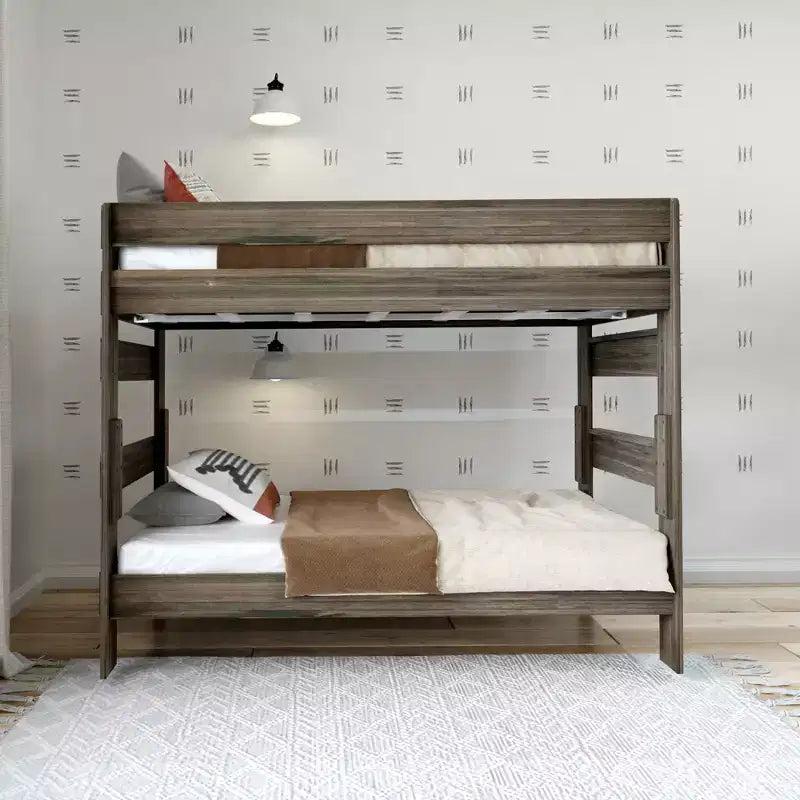 Plank+Beam Massivholz-Bauernhaus-Etagenbett (Einzelbett über Einzelbett) für Erwachsene