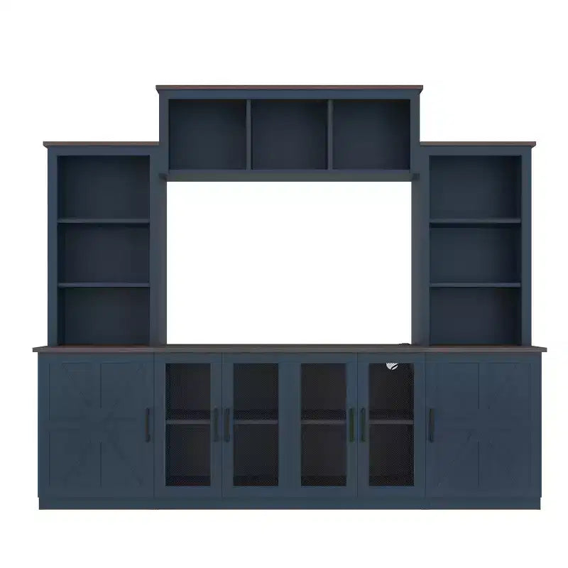 Moderner TV-Ständer für 55-Zoll-Fernseher mit Ladestation, Medienkonsole mit großen Aufbewahrungsschränken, Entertainment-Center für das Wohnzimmer-Panipeachy