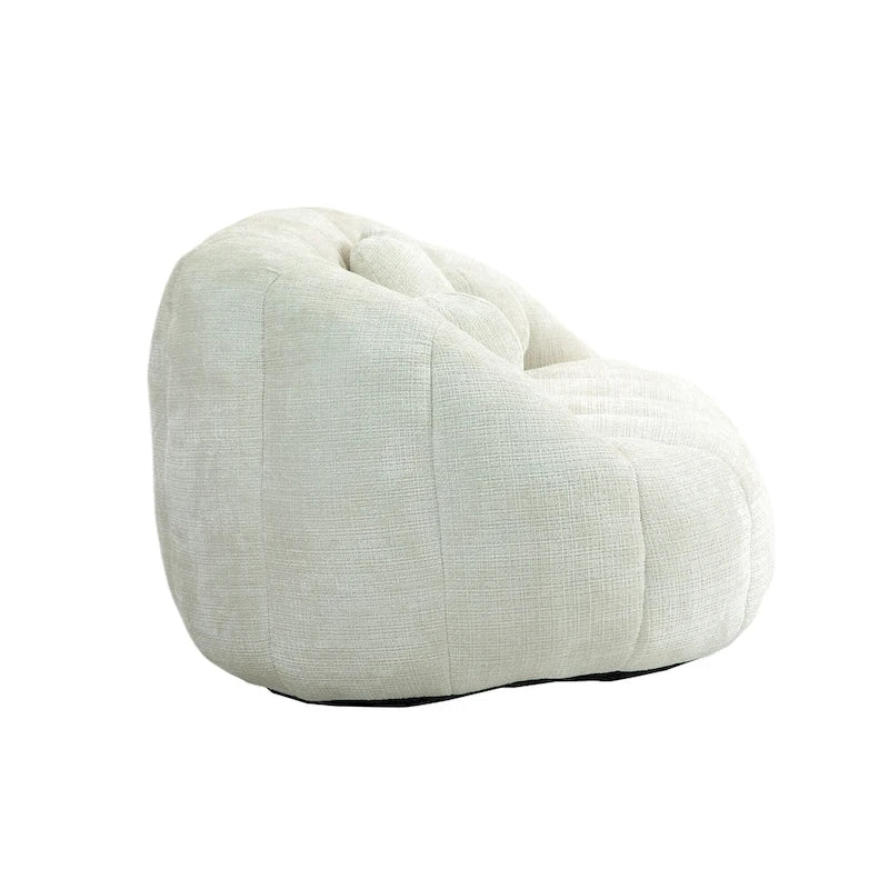 Weißer Chenille-Loungesessel (63,78 Zoll) mit hochdichtem Schaumstoff