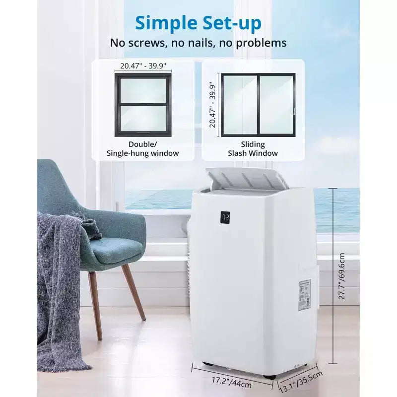 14000 BTU mobile Klimaanlage, Klimagerät mit Fernbedienung, Kühl-, Ventilator- und Entfeuchtungsfunktion, Schlafmodus/24-Stunden-Timer, kühlt 700 Sq.ft