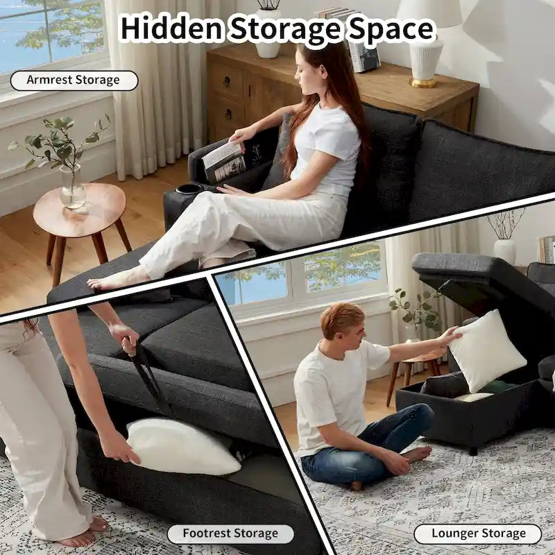 80 L-förmiges Schlafsofa, Sofabett mit Ausziehbett, umwandelbares Schlafsofa