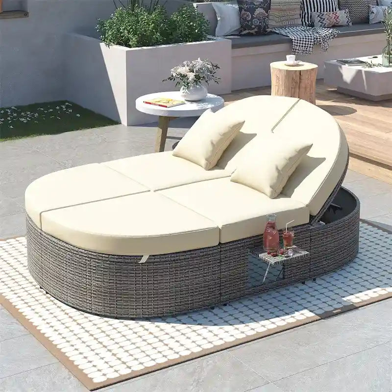 Outdoor Sonnenliege Gartenliege 2-Personen-Daybed mit Kissen und Polstern