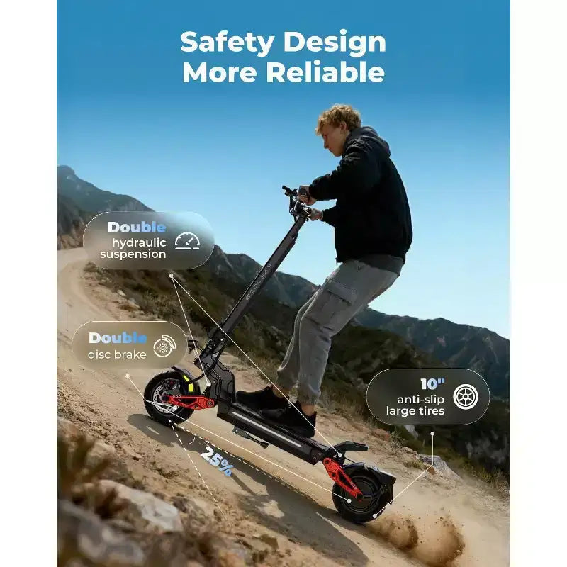 ECOLEAP L7 PRO Elektroroller für Erwachsene, 4000W Spitzenleistung Doppelmotor, 70 km/h, 120 km Reichweite, Doppelradaufhängung, Scheibenbremsen vorne und hinten, UL