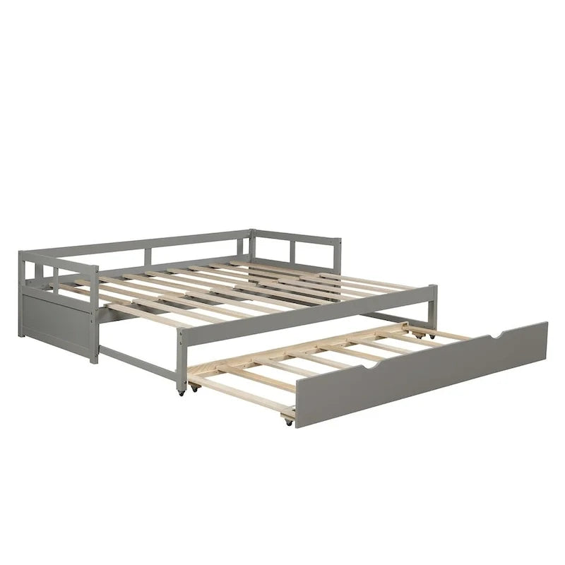 Ausziehbares Tagesbett mit Ausziehfunktion, Holztagesbett mit Ausziehfunktion