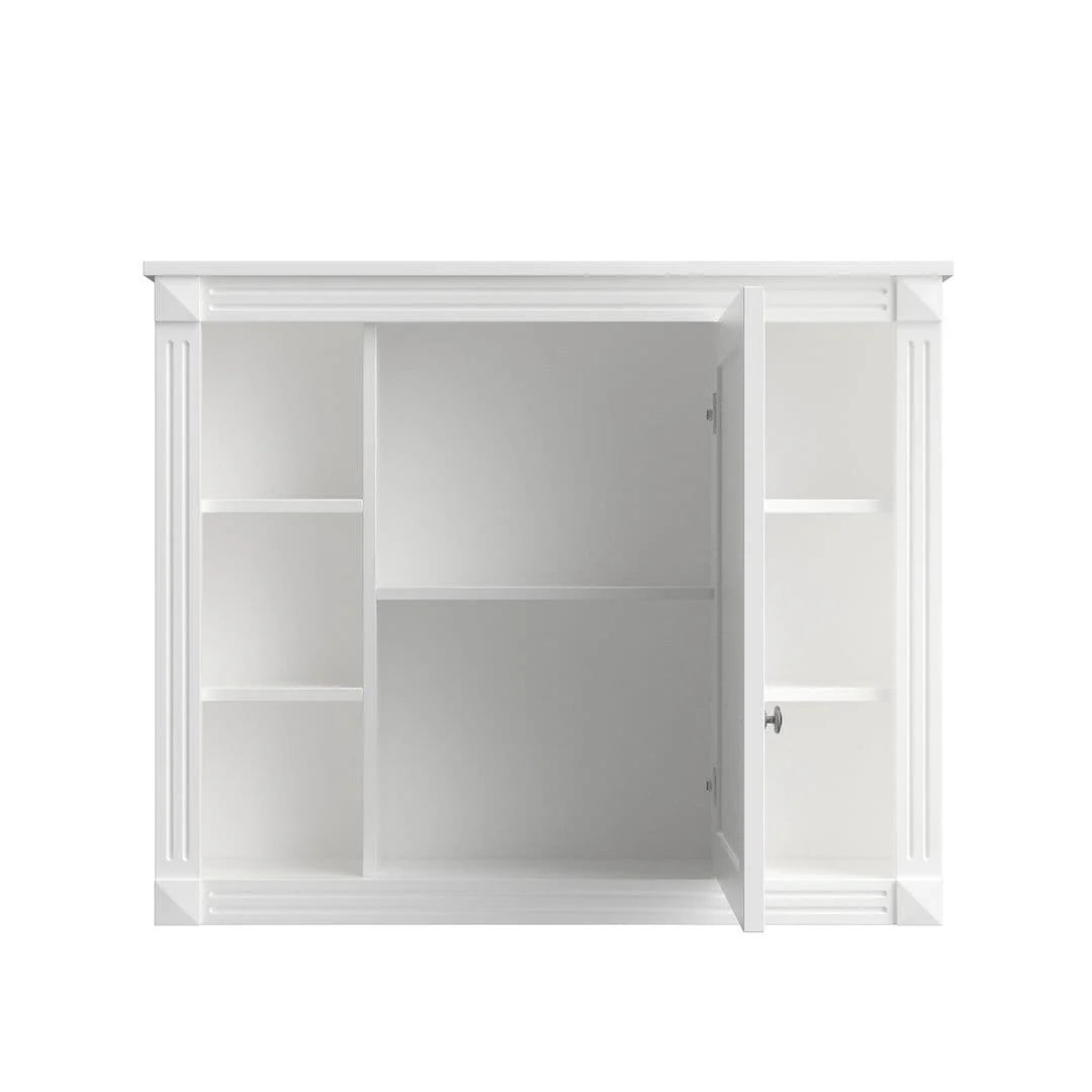 Moderner 36'' Badschrank mit Aufsatzwaschbecken und Spiegelschrank, 2 Türen und 2 Schubladen