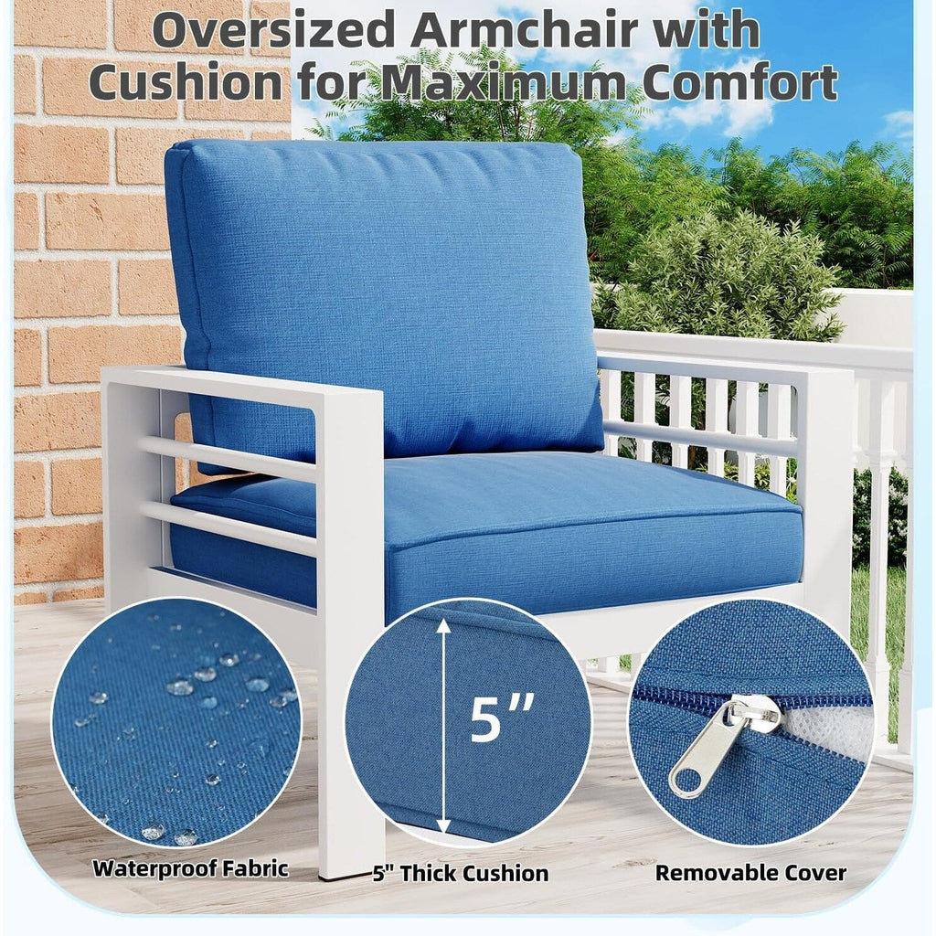 AECOJOY 7-teiliges Aluminium-Terrassenmöbel-Set Outdoor-Gesprächsgarnitur