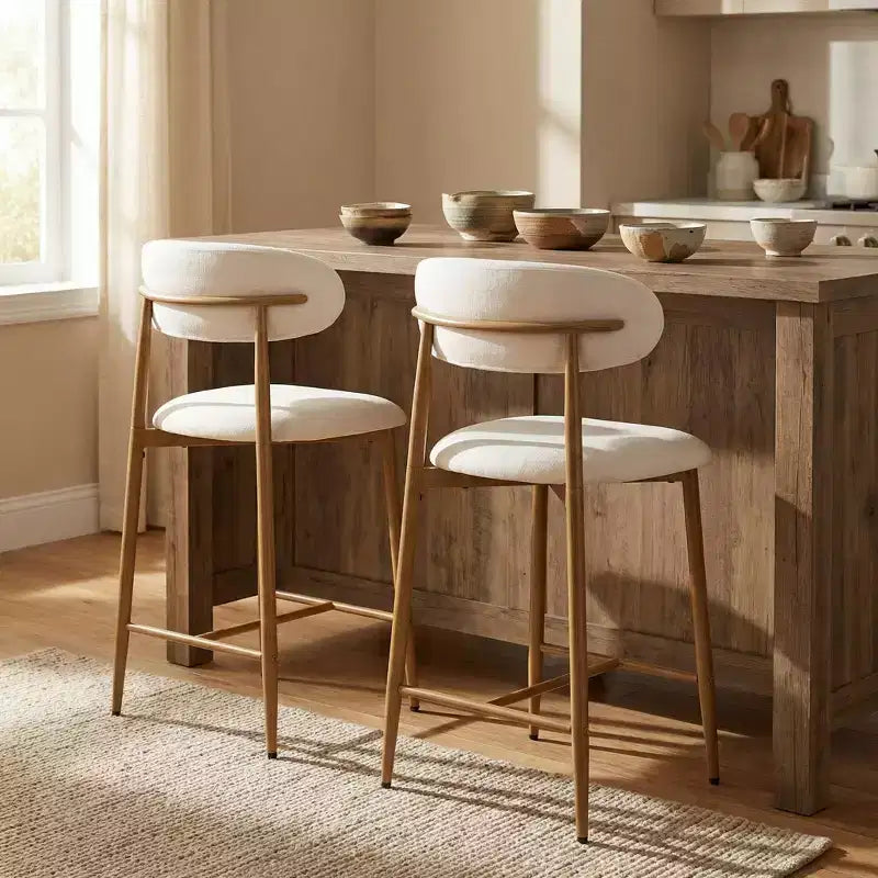 Barhocker in Arbeitsplattenhöhe mit gepolstertem Sitz und Metallbeinen, 26.3 moderner Kücheninselhocker