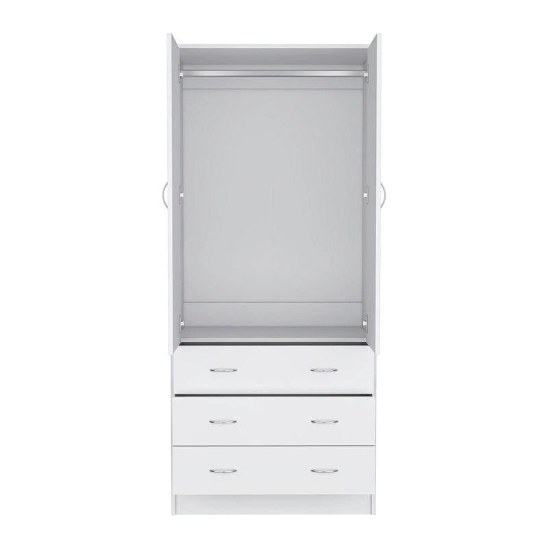 Moderner Doppeltür-Kleiderschrank (19) mit 3 Schubladen und 1 Kleiderstange für das Schlafzimmer
