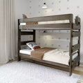 Plank+Beam Massivholz-Bauernhaus-Etagenbett (Einzelbett über Einzelbett) für Erwachsene