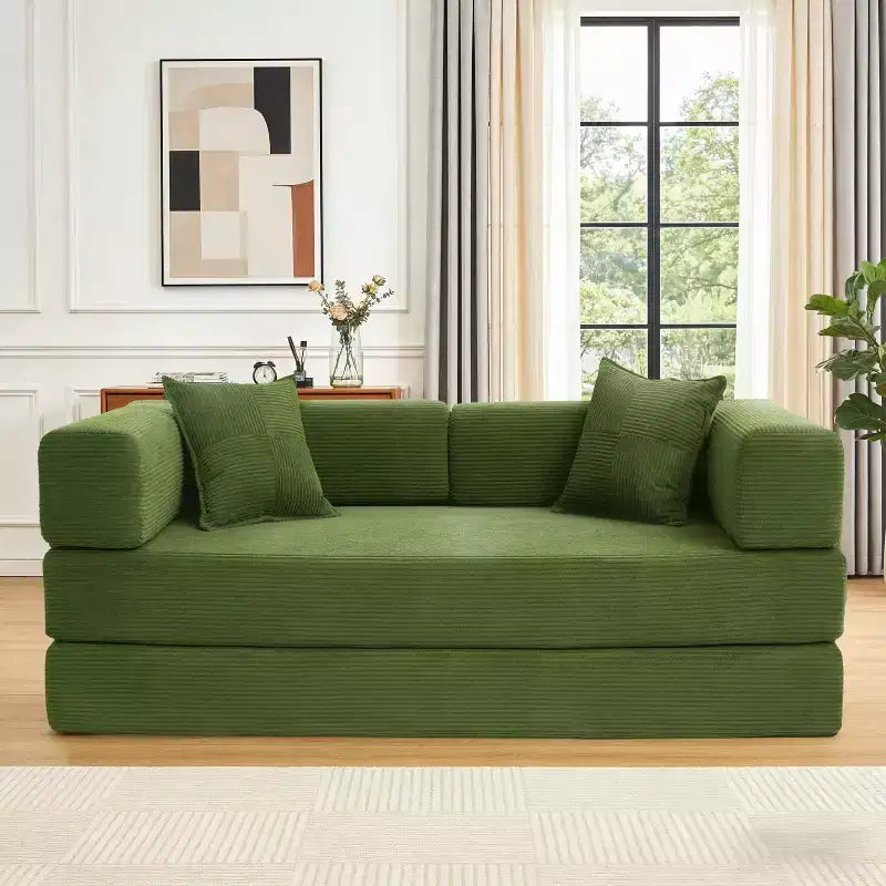 Dyonery 78 Klappsofabett, umwandelbare Kordsofa-Couch, King-Size-Bodenschläfer, 4-in-1 DIY-Kombination, modulares Sofabett, ausklappbares bequemes Sofa.