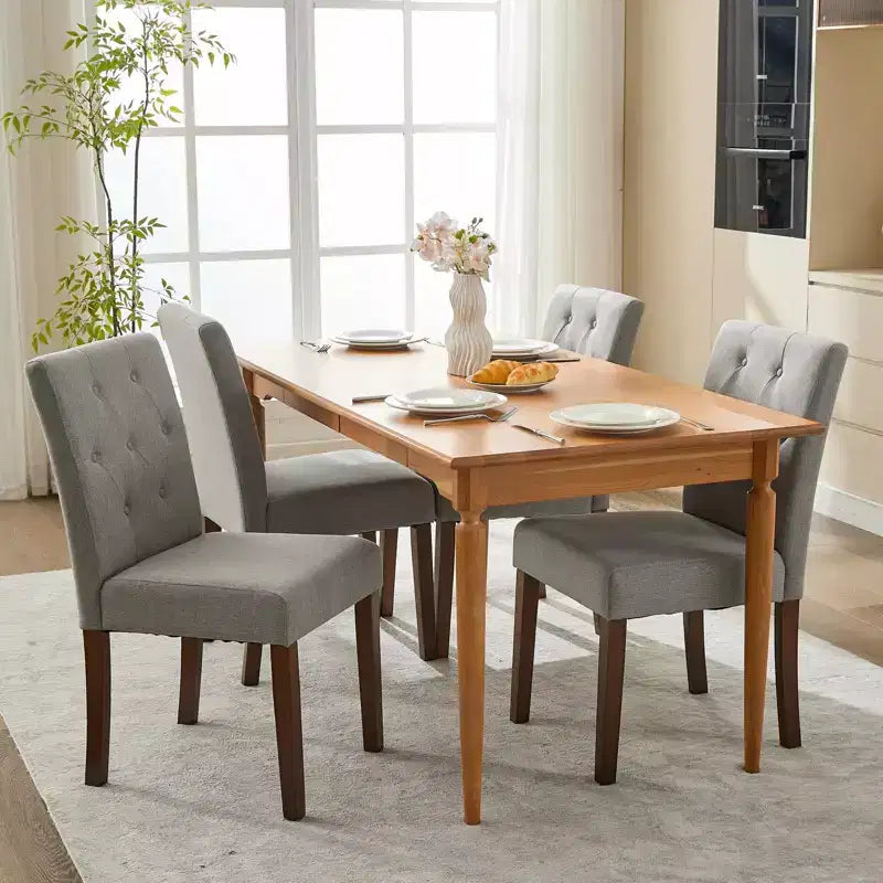 Parsons Esszimmerstühle mit Knopfheftung, 6er/4er-Set – Polsterstühle aus Stoff mit Holzbeinen & gepolsterten Sitzen – Wohnzimmer- und Küchenmöbel