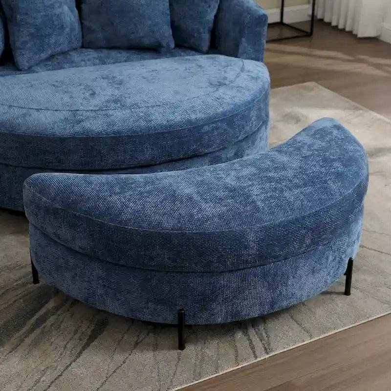 Moderner Sofasessel, runder Akzent-Clubsessel mit 5 Kissen und optionalem Ottoman