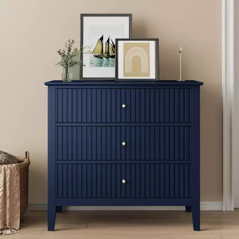 Heynemo Kommode mit 3 Schubladen, lackiert, 76 cm hoher Holz-Nachttisch mit Stauraum, breite moderne Kommode mit Kugelauszug