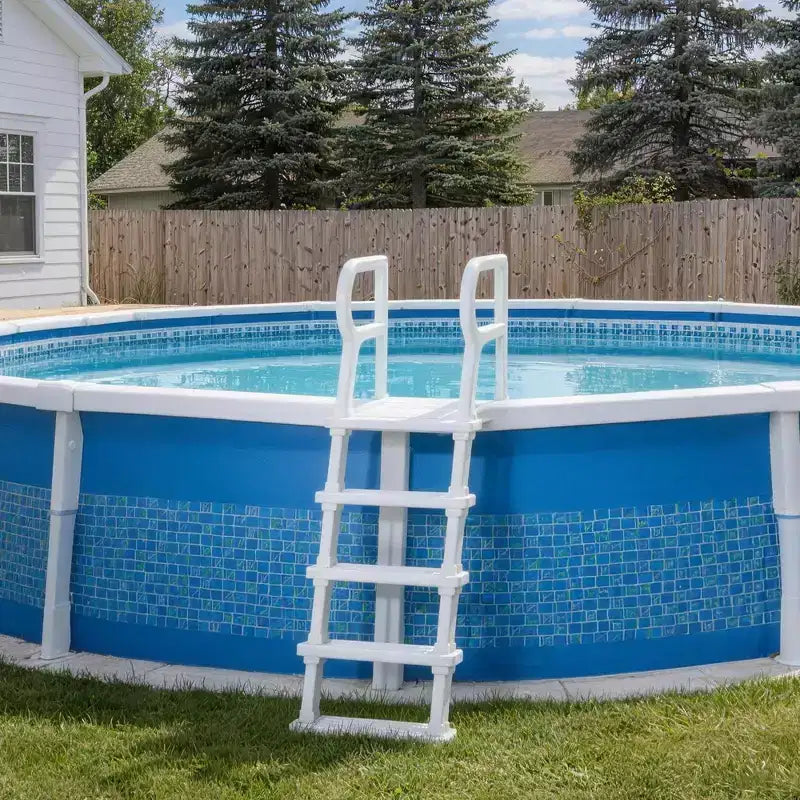 Hochrobuste 5-Stufen-Schwimmbadleiter mit doppelten Handläufen Rutschfeste, stabile PE-Stufen 180 kg Tragfähigkeit Passend für 122-137 cm tiefe Einbau- und Aufstellpools