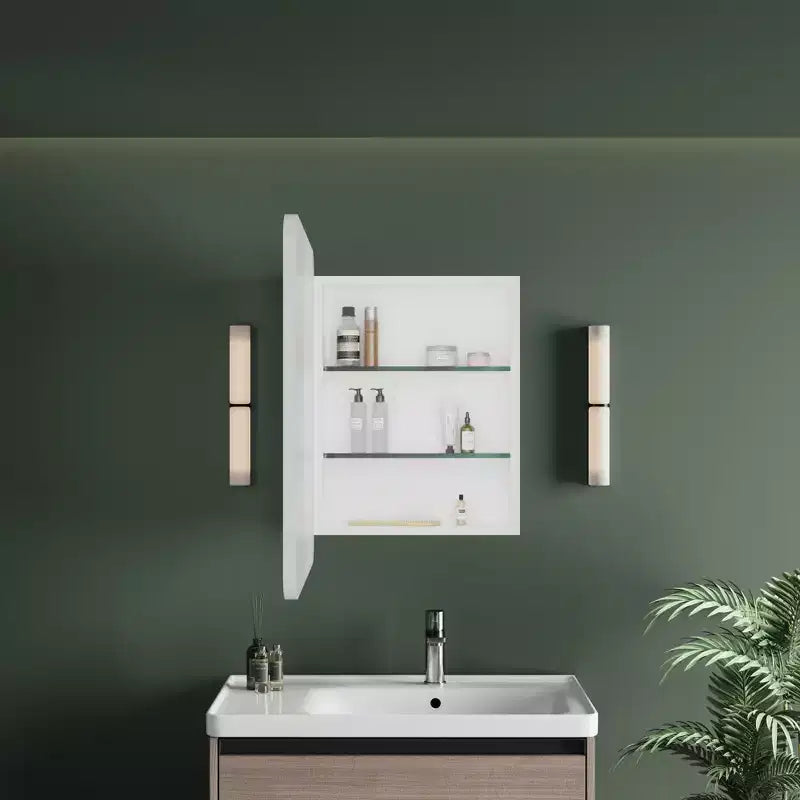 Schwarzer / Weißer / Goldener LED-Spiegelschrank, einzelne Tür, links- oder rechts angeschlagen, Einbau- oder Wandmontage