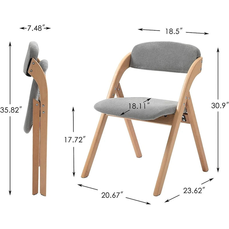 Stapelbare Esszimmer-Klappstühle aus Holz mit gepolsterten Sitzen (4er-Set)