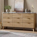 Kommode mit 9 Schubladen, gerillt, moderne Kommode, Holzkommode als TV-Ständer, geschwungenes Profil, für Wohnzimmer, Flur