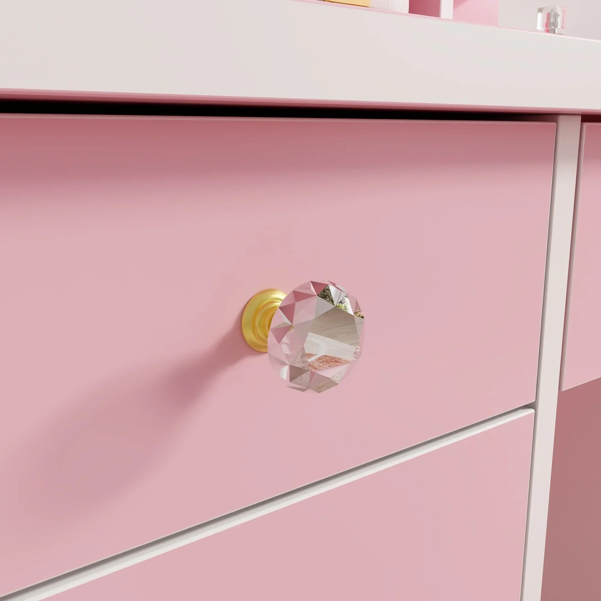 Schminktisch-Set mit LED-Beleuchtung, Spiegel und Hocker