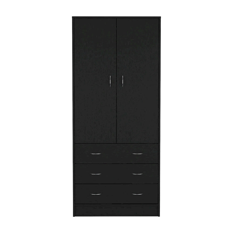Moderner Doppeltür-Kleiderschrank (19) mit 3 Schubladen und 1 Kleiderstange für das Schlafzimmer