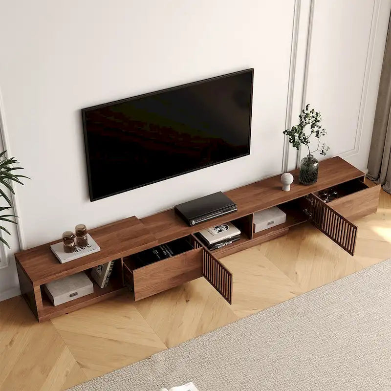 Moderner ausziehbarer & erweiterbarer TV-Ständer mit 4 Schubladen, bis zu 261,6 cm - 78,54T x 15,74B x 13,78H