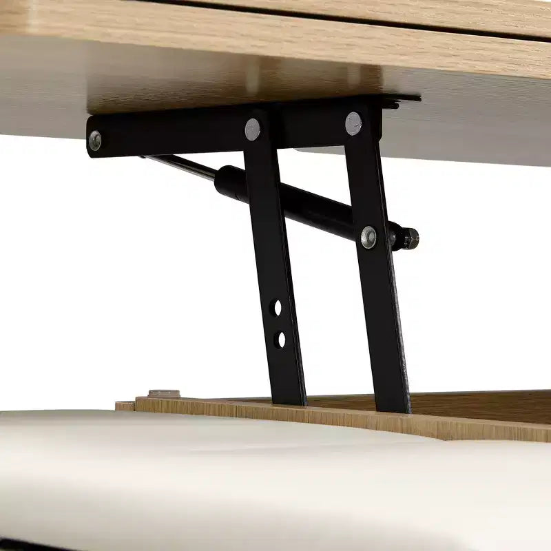 Multifunktionaler moderner Couchtisch mit Hebefunktion, verstecktem Stauraum, 4 Hockern und Rollen, perfekt für moderne Wohnbereiche