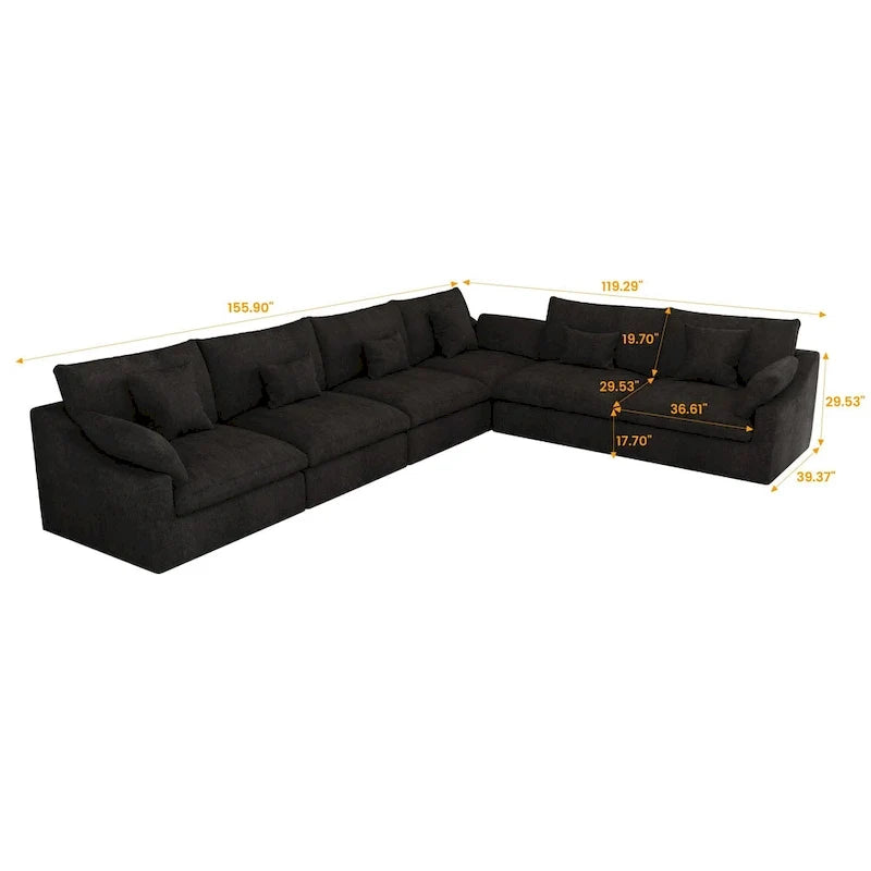 Großes Ecksofa aus Leinen für das Wohnzimmer-Set