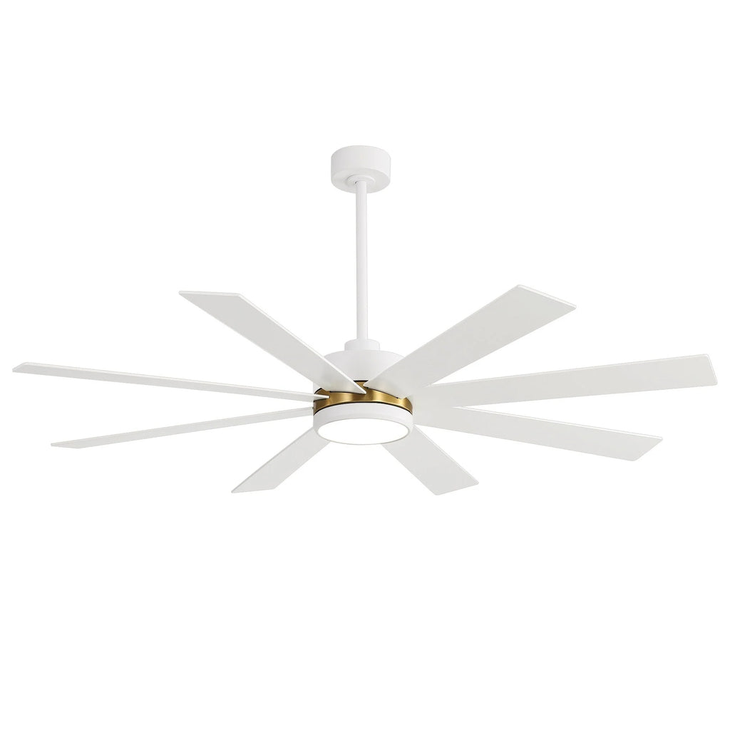 65-Zoll-LED-Deckenventilator mit 8 Flügeln, Licht und Fernbedienung, Schwarz