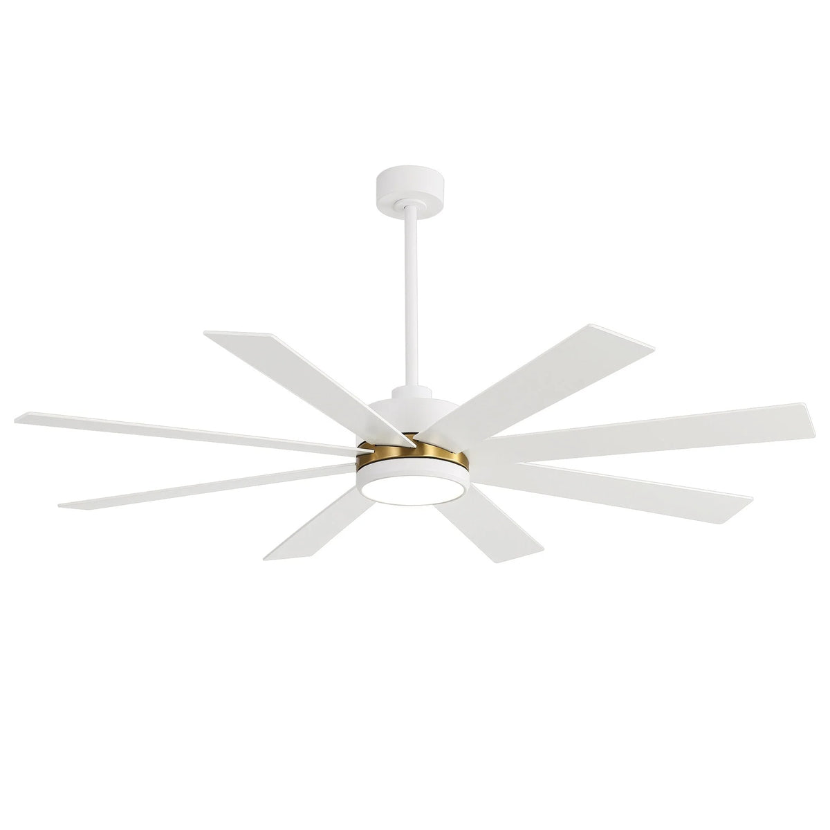 65-Zoll-LED-Deckenventilator mit 8 Flügeln, Licht und Fernbedienung, Schwarz