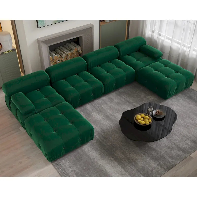 138 Modulares Schlafsofa, U-förmiges, minimalistisches Samtsofa
