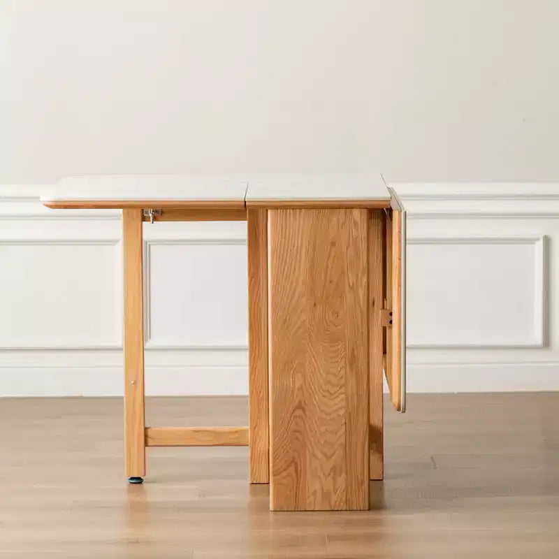 GDFStudio Agatha Moderner Massivholz-Klapptisch für 4-6 Personen mit Rock Slab Platte