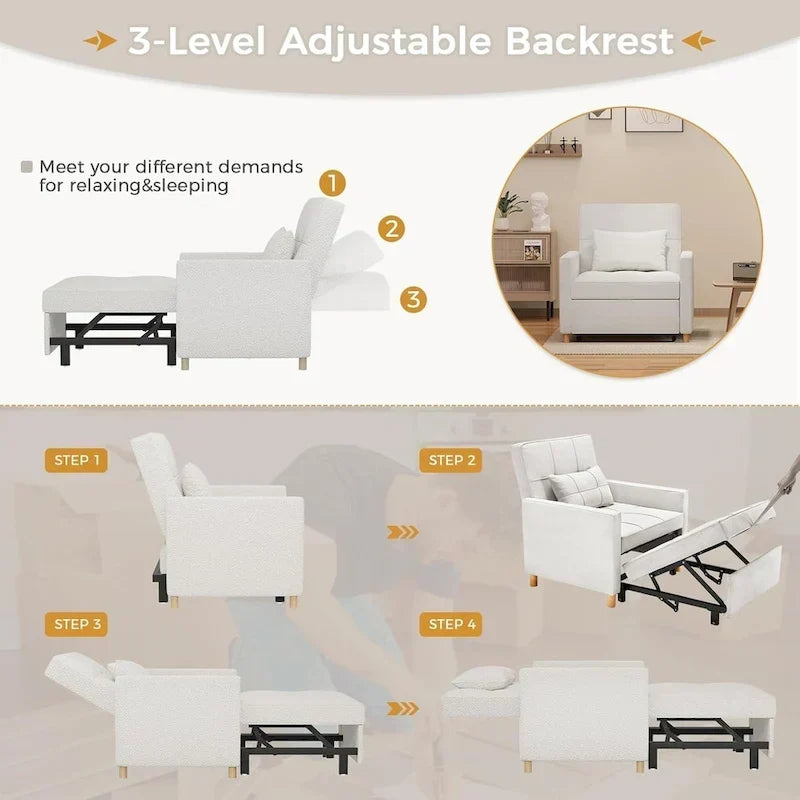 AECOJOY 3-in-1 Schlafsofasessel mit Kissen und verstellbarer Rückenlehne