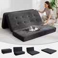 SunnyFurn 6 Zoll Dreifach-Klappmatratze Schlafsofa, 75x54,3 Schaumstoff-Gästebett mit getuftetem Cordbezug, tragbar für Camping, Wohnzimmer, Schlafzimmer